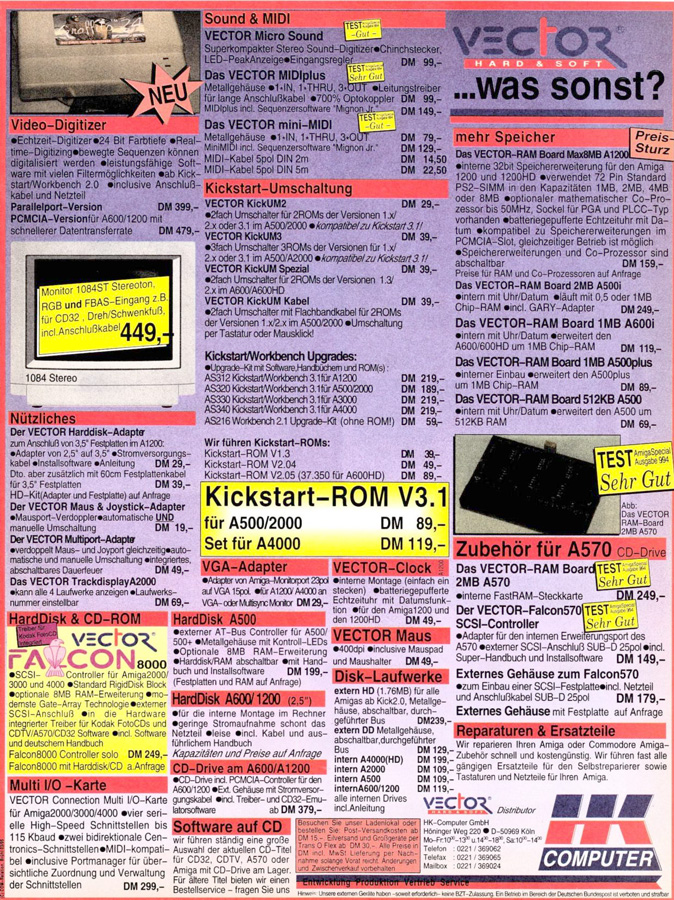 HK-Computer Vector 2MB A570i - Vintage Advert - Date: 1995-04, Origin: DE