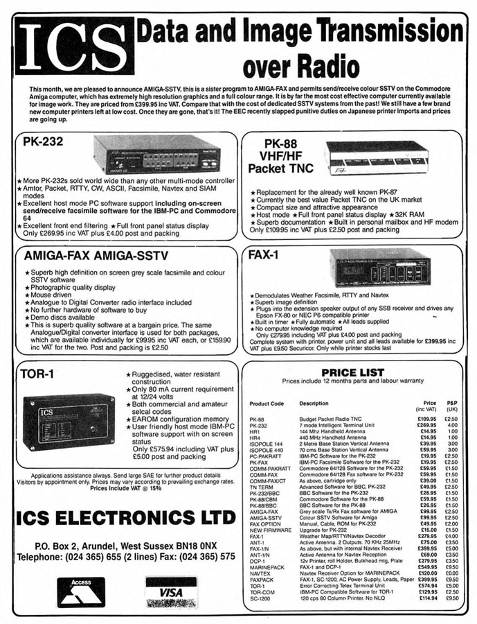 Volker Wertich / ICS Electronics Amiga-SSTV - Vintage Advert - Date: 1988-12, Origin: UK