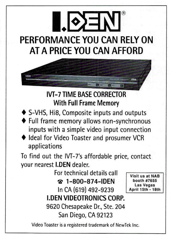 I.Den Videotronics  IVT-7 - Vintage Advert - Date: 1991-04, Origin: US