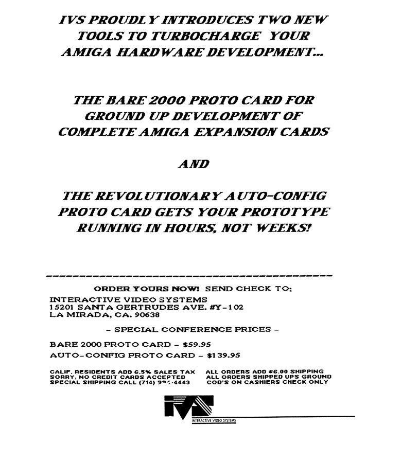 Interactive Video Systems Auto-Config Proto Card - Vintage Advert - Date: 1988-04, Origin: US
