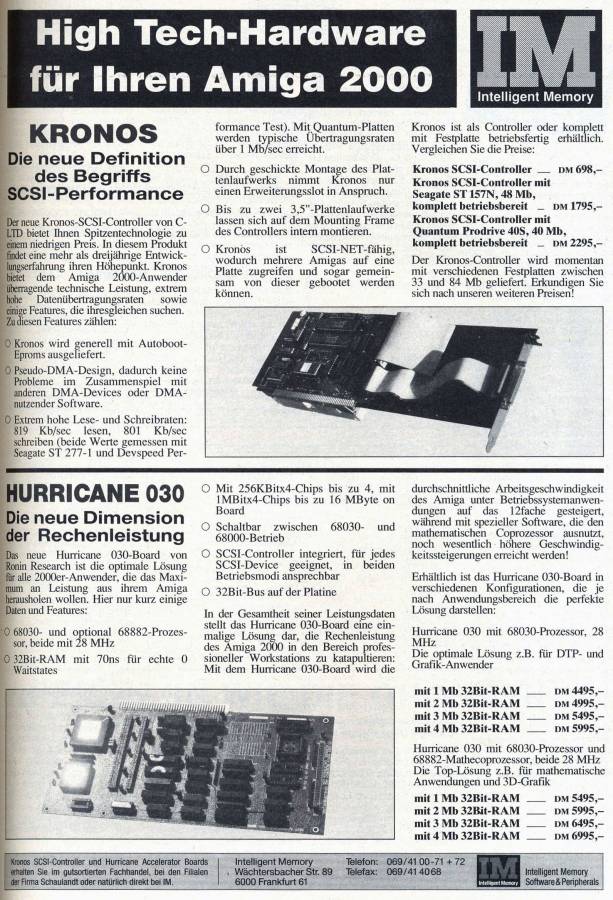 Ronin / IMtronics Hurricane 2800 & Mk2 - Vintage Advert - Date: 1989-10, Origin: DE