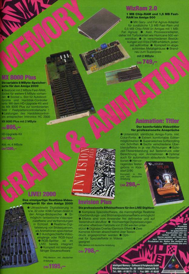 Intelligent Memory MX 8000 Plus - Vintage Ad (Datum: 1990-05, Herkunft: DE)