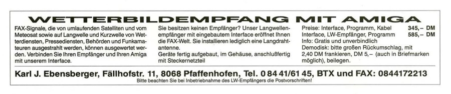 Karl J. Ebensberger / C-Data HAM-FAX - Vintage Advert - Date: 1990-01, Origin: DE