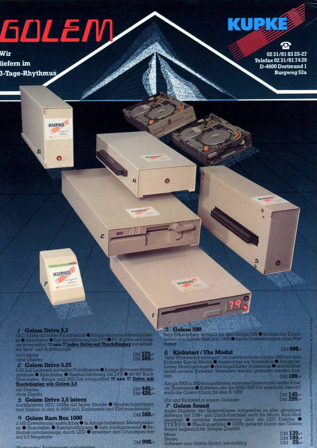 Kupke Golem RAM Box (A500) - Vintage Advert - Date: 1988-03, Origin: DE