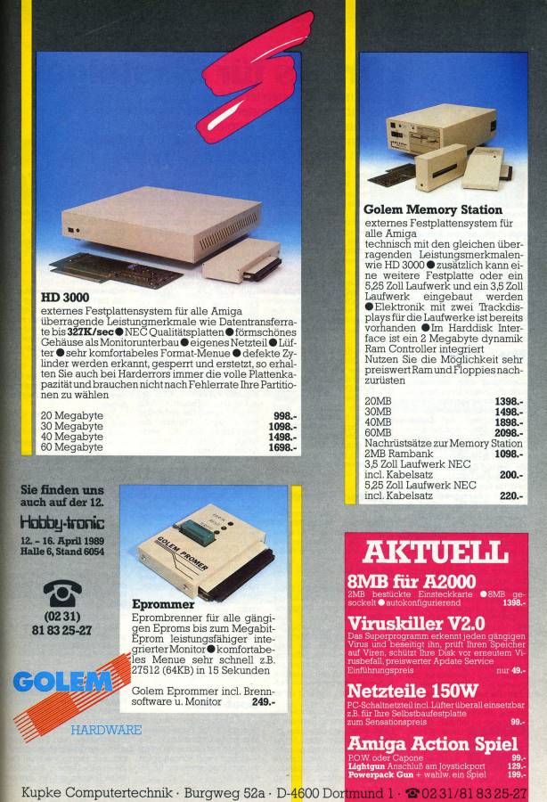 Kupke Golem HD 3000 - Vintage Advert - Date: 1989-04, Origin: DE