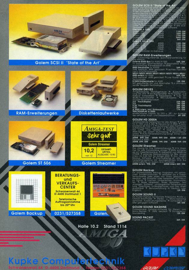 Kupke Golem SCSI II (A500) - Vintage Advert - Date: 1990-11, Origin: DE