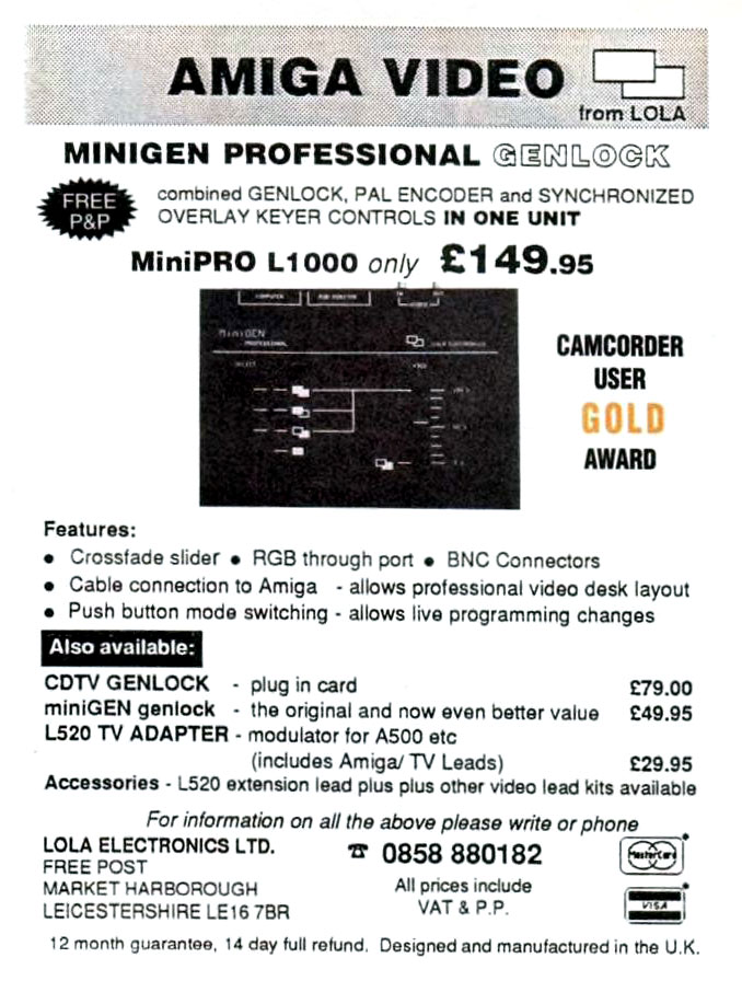 Lola Electronics CDTV Genlock - Vintage Advert - Date: 1994-01, Origin: GB