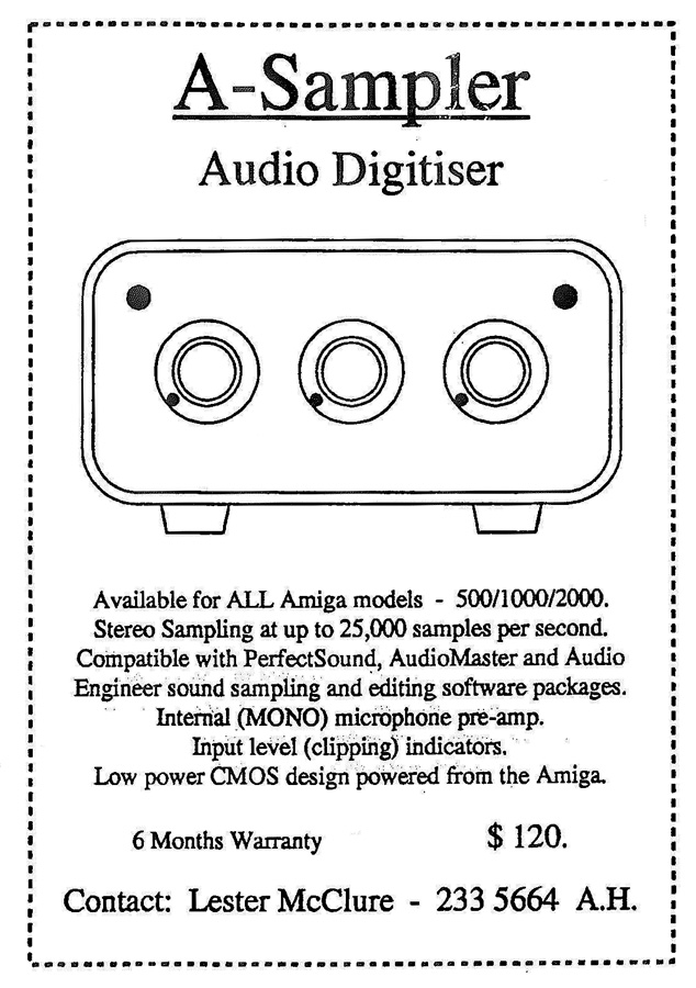 Lester McClure A-Sampler - Zeitgen&ouml;ssische Werbung - Datum: 1990-05, Herkunft: AU