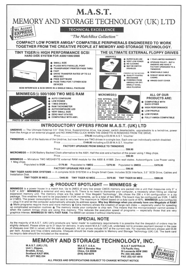 Memory and Storage Technology Tiny Tiger - Zeitgenössische Werbung - Datum: 1989-04, Herkunft: GB