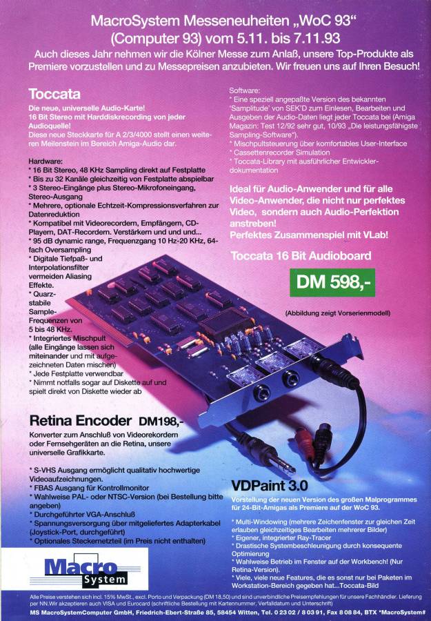 MacroSystem Toccata - Vintage Advert - Date: 1993-11, Origin: DE