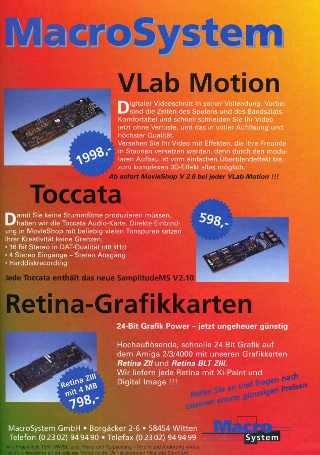 MacroSystem Toccata - Vintage Advert - Date: 1995-12, Origin: DE