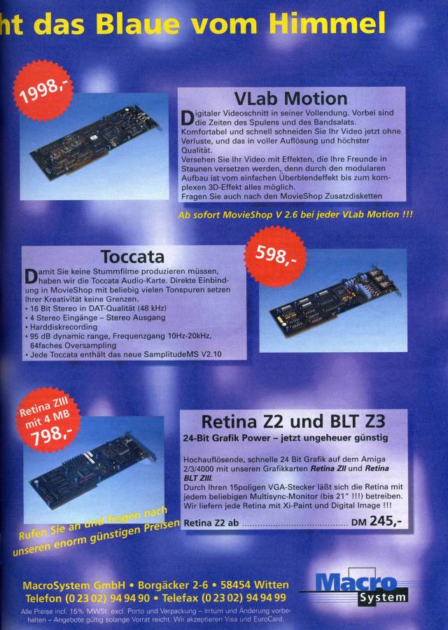 MacroSystem Toccata - Vintage Advert - Date: 1996-01, Origin: DE