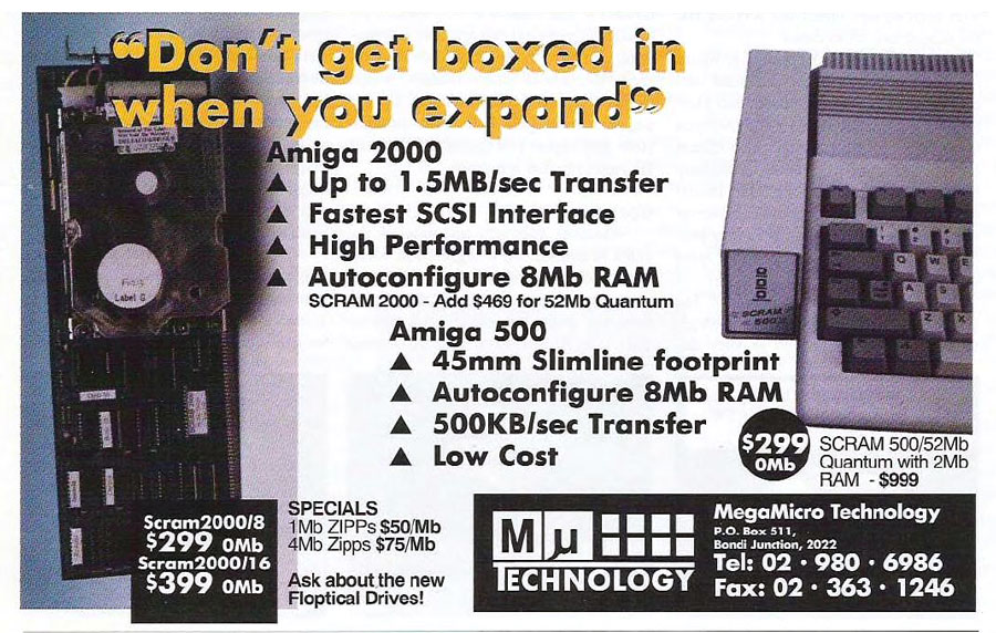 MegaMicro Technology / Norman Jackson SCRAM 2000 - Vintage Advert - Date: 1992-06, Origin: AU