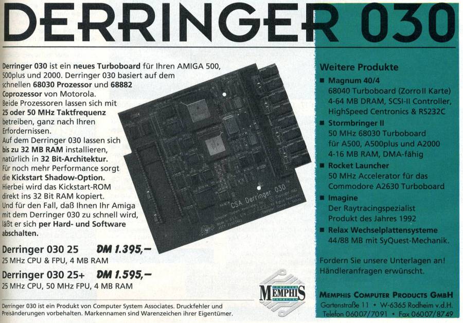 Computer System Associates Derringer & Derringer Platinum - Vintage Advert - Date: 1993-01, Origin: DE