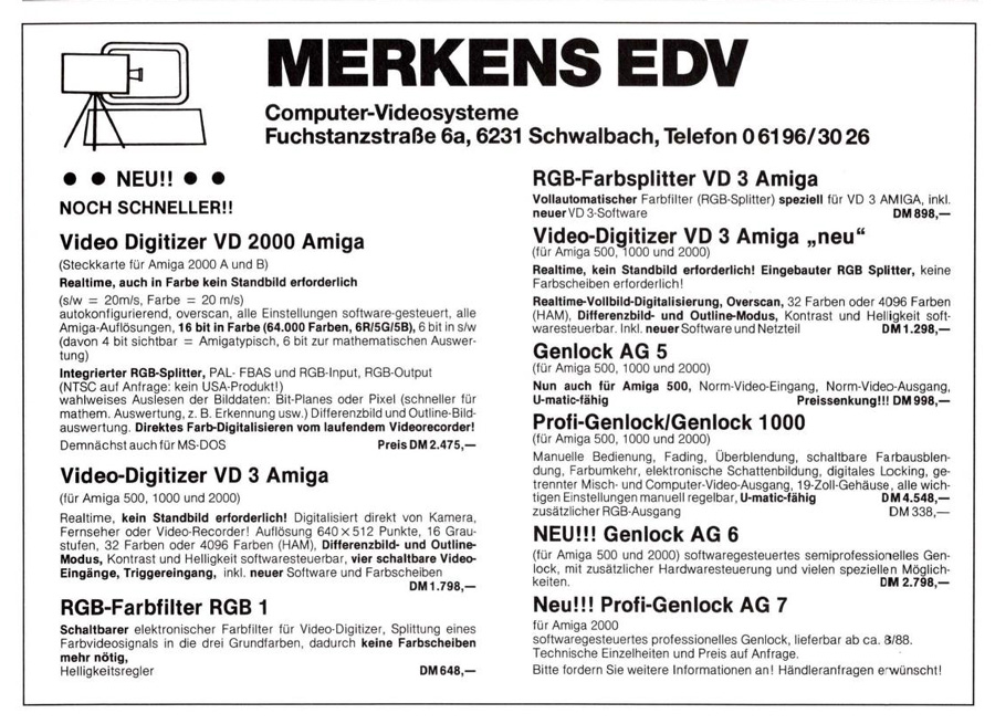 Merkens EDV VD-3 - Zeitgen&ouml;ssische Werbung - Datum: 1988-04, Herkunft: DE