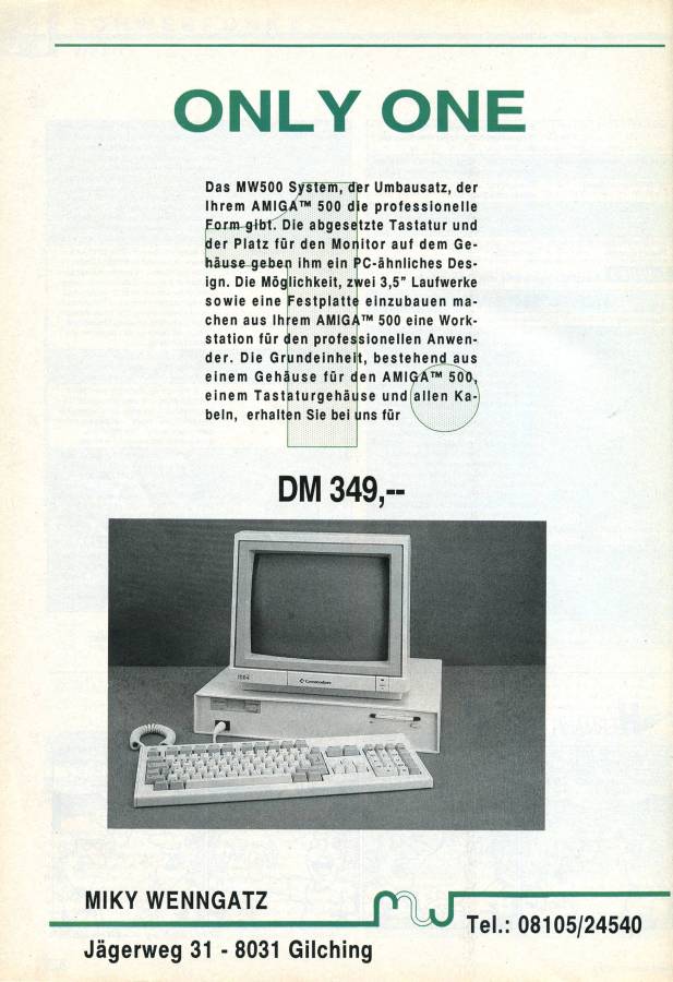 Miky Wenngatz / Computer Corner MW 500 - Vintage Ad (Datum: 1991-01, Herkunft: DE)