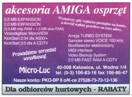 Micro-Luc CDTV RAM - Vintage Advert - Date: 1995-05, Origin: PL