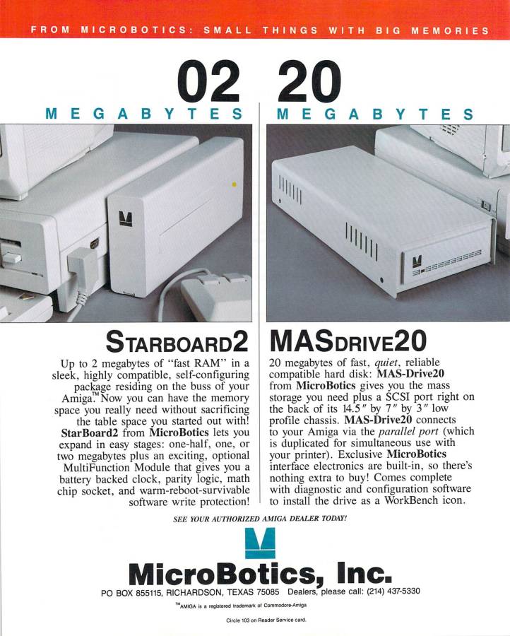 Microbotics MAS-Drive - Vintage Advert - Date: 1986-11, Origin: US