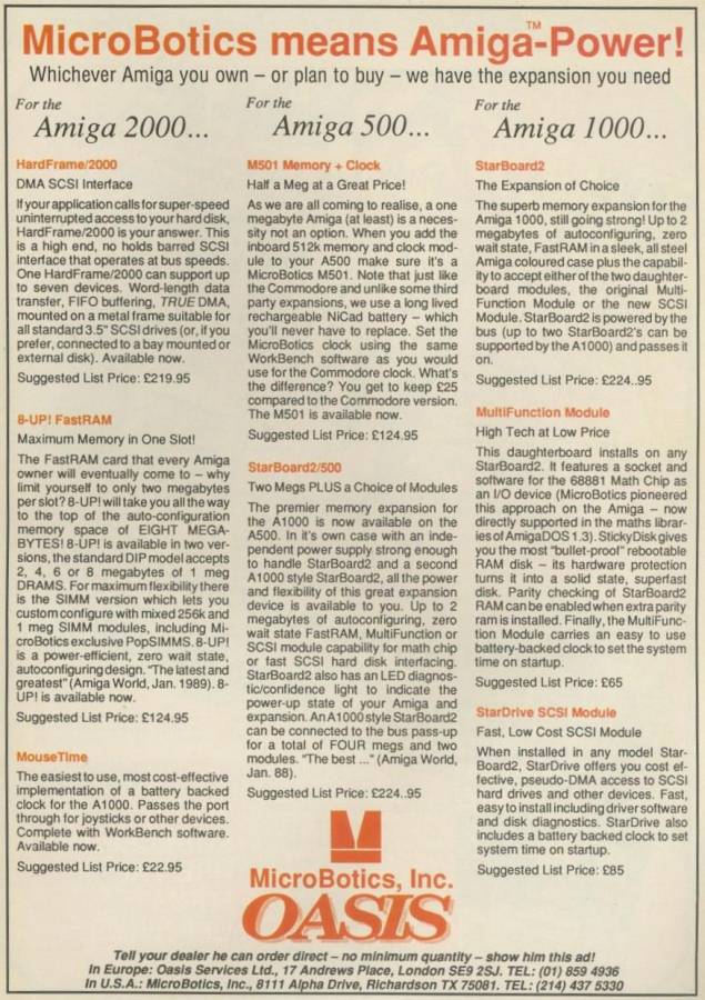 Microbotics M501 - Vintage Advert - Date: 1989-06, Origin: GB