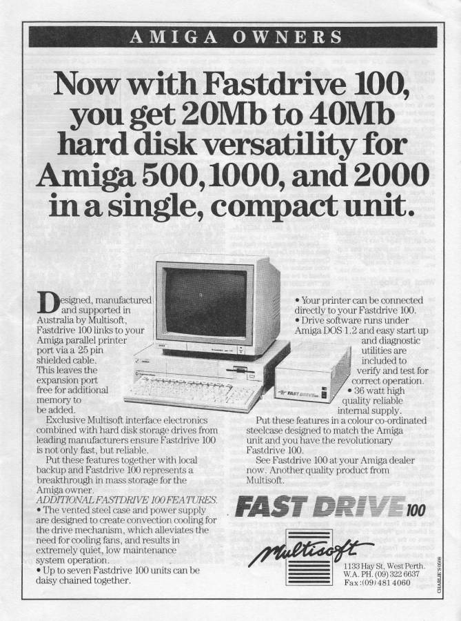 Multisoft Fast Drive 100 - Vintage Advert - Date: 1987-07, Origin: AU