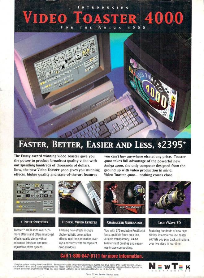 NewTek Video Toaster 4000 - Vintage Advert - Date: 1993-08, Origin: US