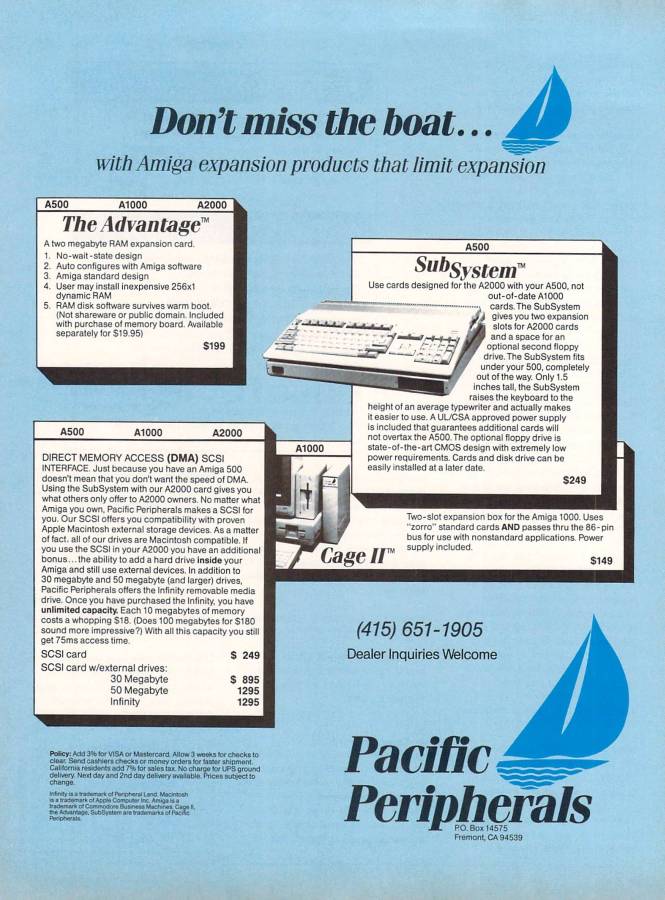 Pacific Peripherals The Advantage - Vintage Advert - Date: 1987-11, Origin: US