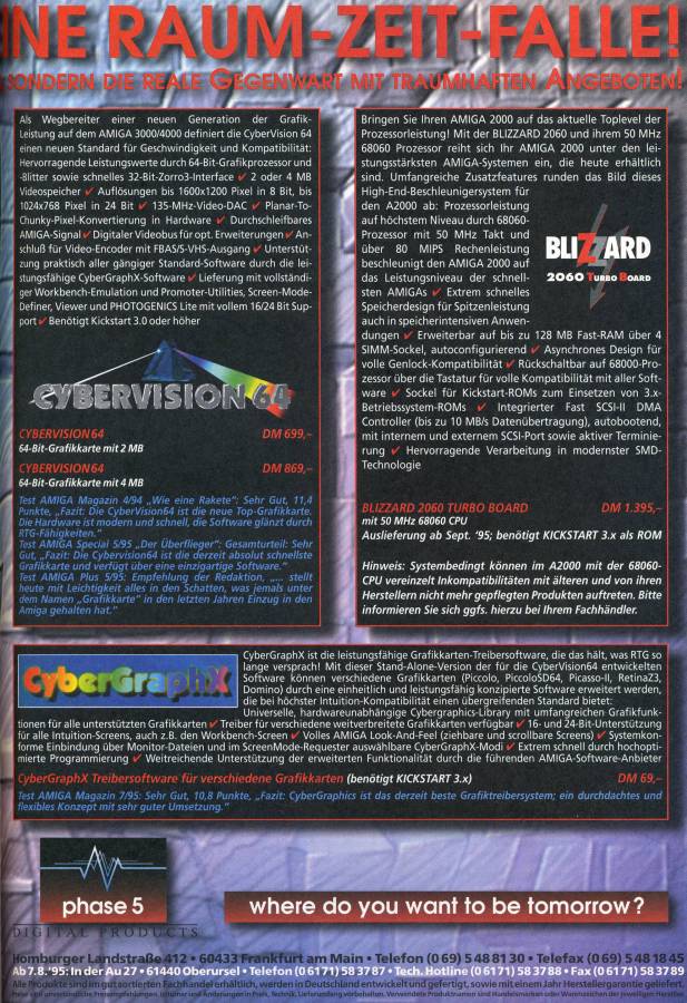 Phase 5 Digital Products Blizzard 2040 ERC & 2060 - Vintage Ad (Datum: 1995-08, Herkunft: DE)