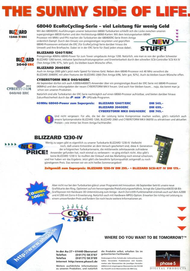 Phase 5 Digital Products Blizzard 1240 ERC & 1260 - Vintage Ad (Datum: 1996-09, Herkunft: DE)