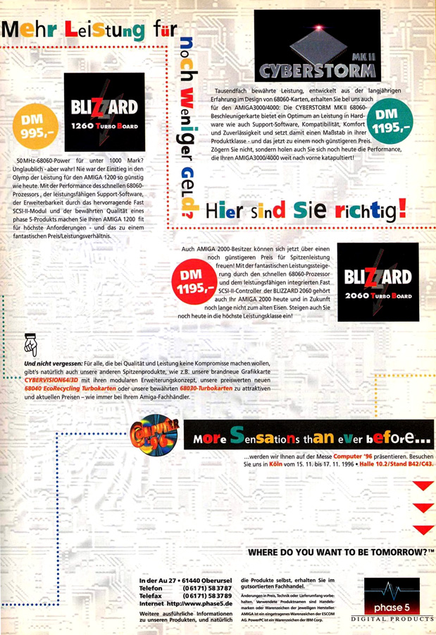 Phase 5 Digital Products Blizzard 1240 ERC & 1260 - Vintage Advert - Date: 1996-11, Origin: DE