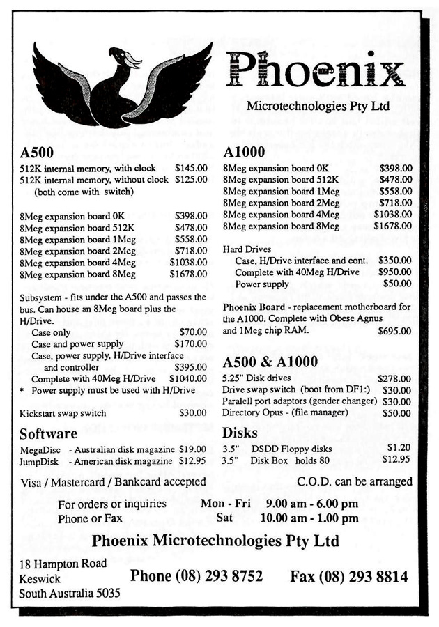 Phoenix Microtechnologies 8 MEG RAM Board - Zeitgen&ouml;ssische Werbung - Datum: 1990-11, Herkunft: US