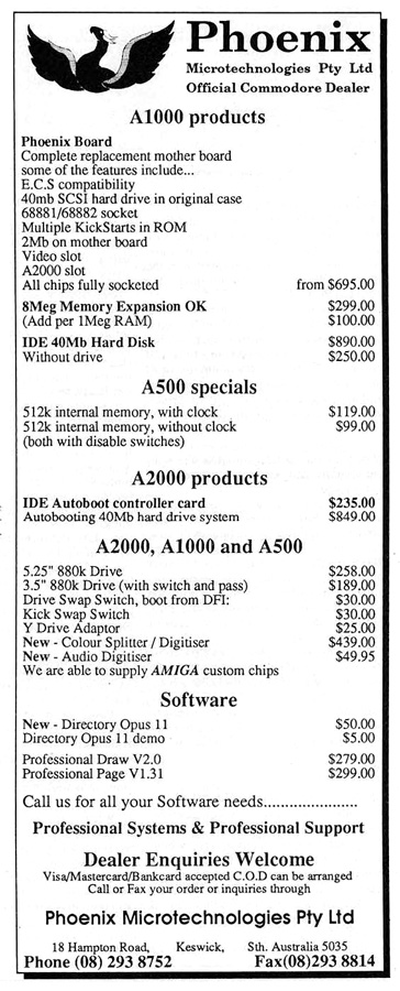 Phoenix Microtechnologies AM501 - Vintage Advert - Date: 1991-12, Origin: AU