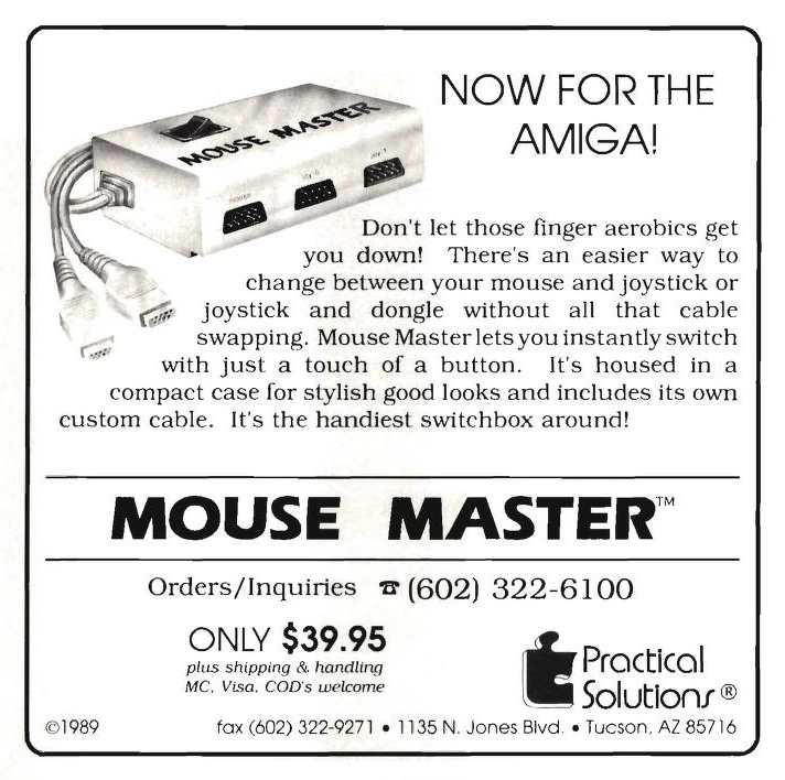 Practical Solutions Mouse Master - Vintage Advert - Date: 1989-09, Origin: US