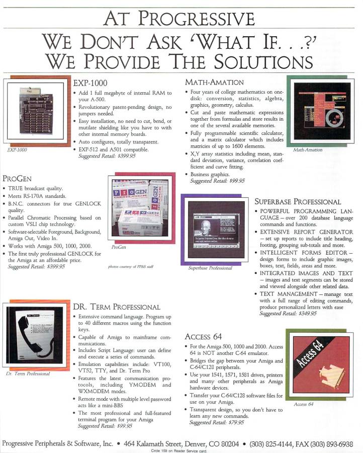 Progressive Peripherals & Software ProGEN - Vintage Ad (Datum: 1988-04, Herkunft: US)