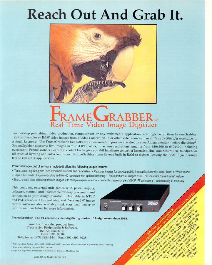 Progressive Peripherals & Software FrameGrabber - Vintage Advert - Date: 1990-11, Origin: US