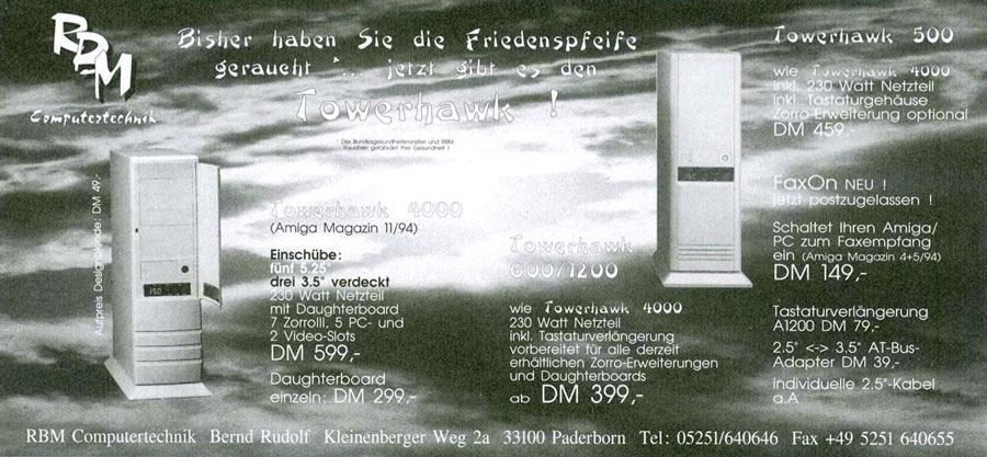 RBM Computertechnik ONBoard 4000 - Vintage Advert - Date: 1995-02, Origin: DE
