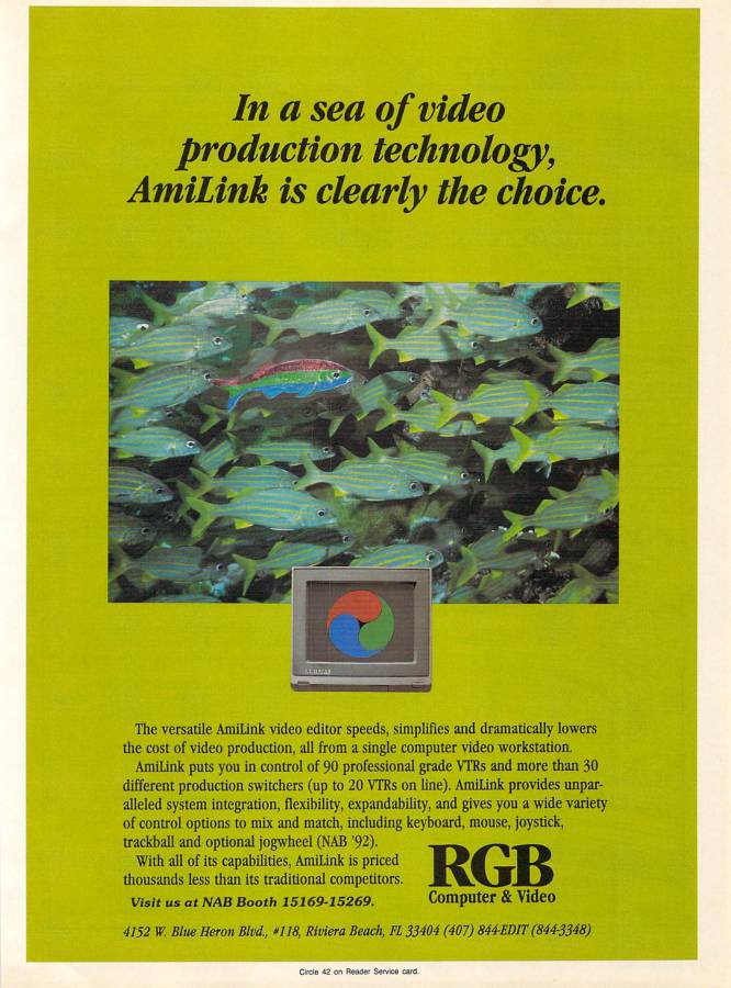 RGB Computer and Video AmiLink - Vintage Advert - Date: 1992-04, Origin: US