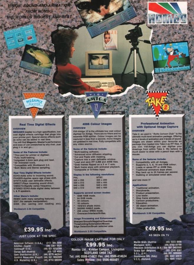 Rombo Productions Vidi Amiga 12 - Vintage Advert - Date: 1992-09, Origin: GB