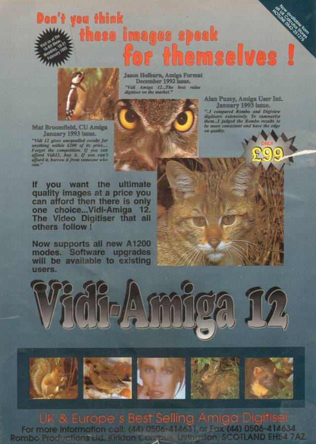 Rombo Productions Vidi Amiga 12 - Vintage Advert - Date: 1993-03, Origin: GB