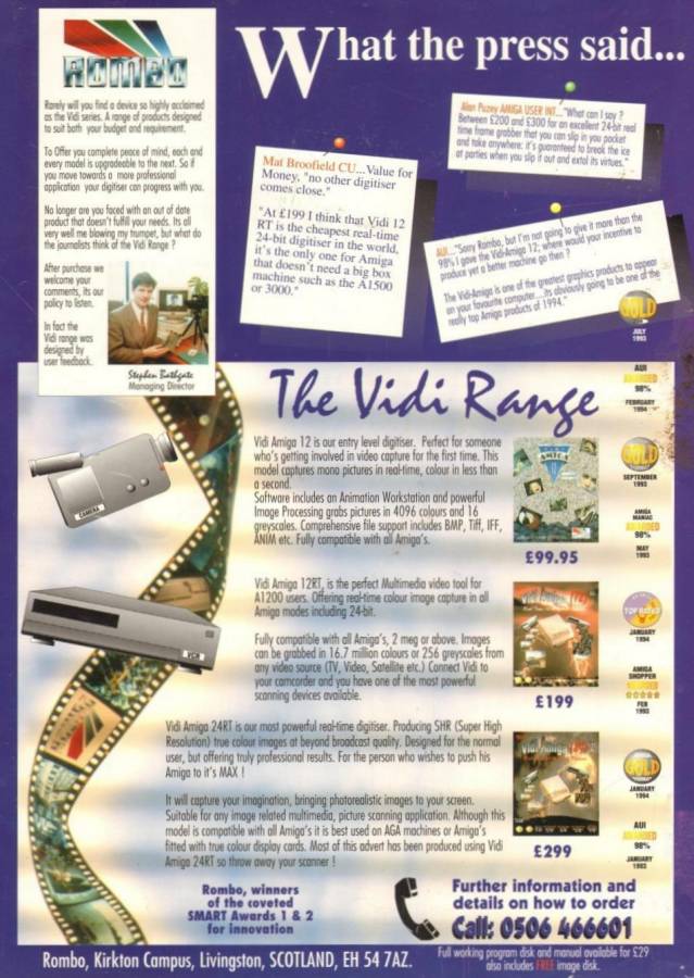 Rombo Productions Vidi Amiga 12 - Vintage Advert - Date: 1994-02, Origin: GB