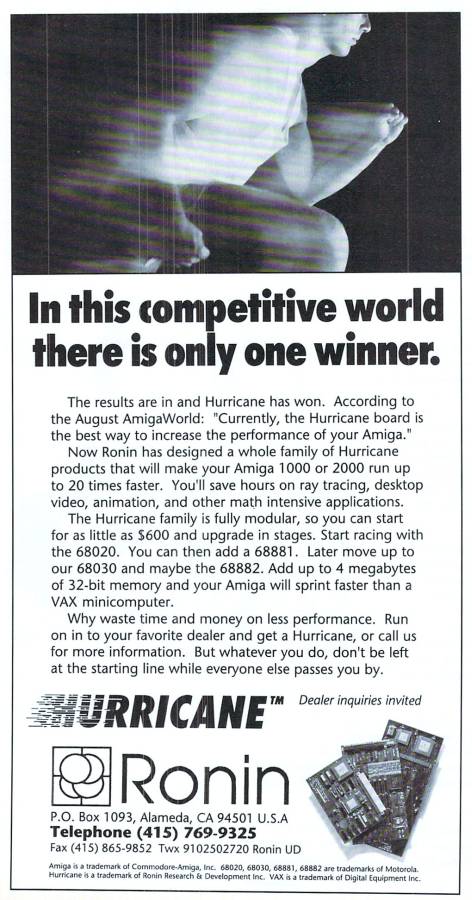 Ronin / IMtronics Hurricane - Vintage Advert - Date: 1988-10, Origin: US