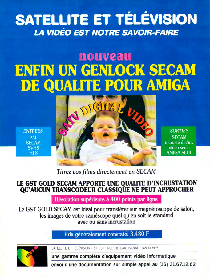 Satellite et T&eacute;l&eacute;vision GST Gold Y-C/ASF/SPF - Zeitgen&ouml;ssische Werbung - Datum: 1991-07, Herkunft: FR