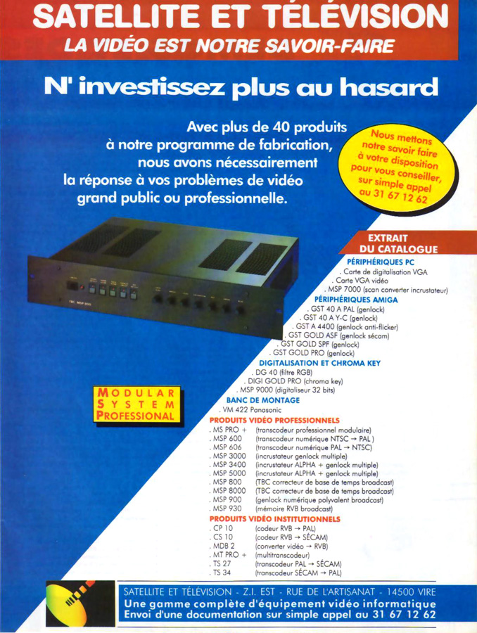 Satellite et T&eacute;l&eacute;vision DG40 PAL/Y-C - Zeitgen&ouml;ssische Werbung - Datum: 1993-02, Herkunft: FR