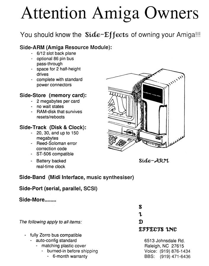 Side Effects Side-ARM - Vintage Advert - Date: 1986-09, Origin: US
