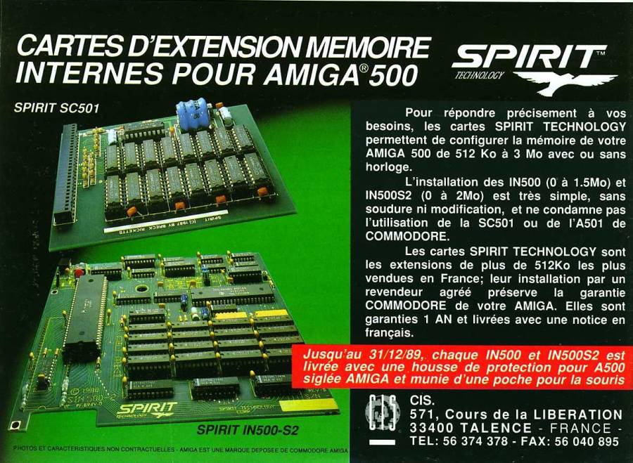 Spirit Technology SIN500-2 - Vintage Advert - Date: 1989-11, Origin: FR