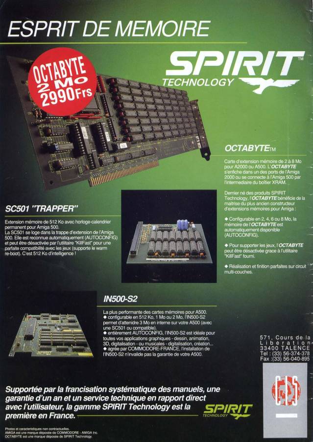 Spirit Technology SIN500-2 - Vintage Advert - Date: 1990-08, Origin: FR