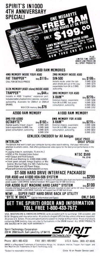 Spirit Technology Inboard 1000 (IN1000) - Vintage Advert - Date: 1990-12, Origin: US