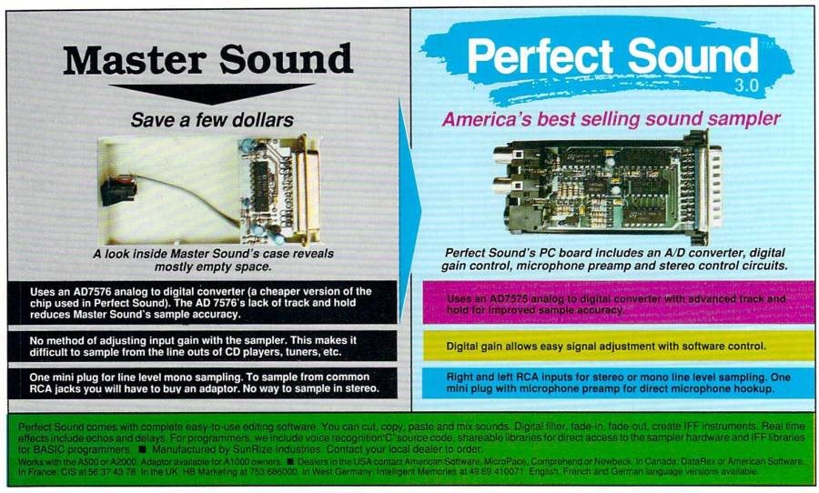Sunrize Industries Perfect Sound - Vintage Ad (Datum: 1990-08, Herkunft: US)