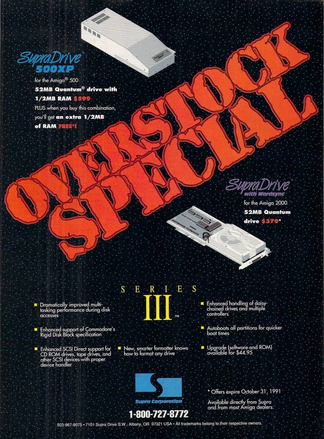 Supra SupraDrive 500XP (ByteSync) - Vintage Advert - Date: 1991-11, Origin: US