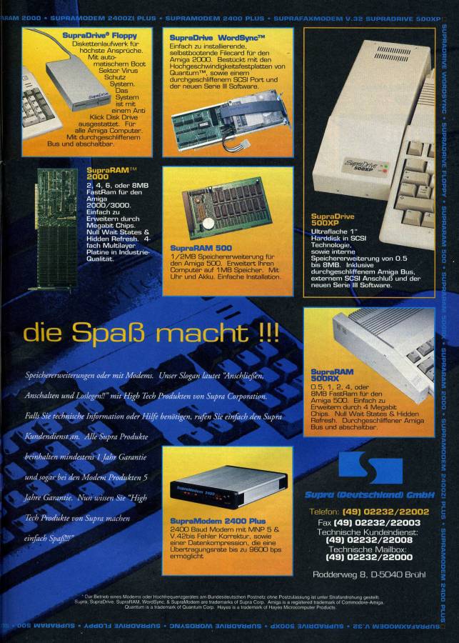 Supra SupraDrive 2000 WordSync - Vintage Ad (Datum: 1991-11, Herkunft: DE)
