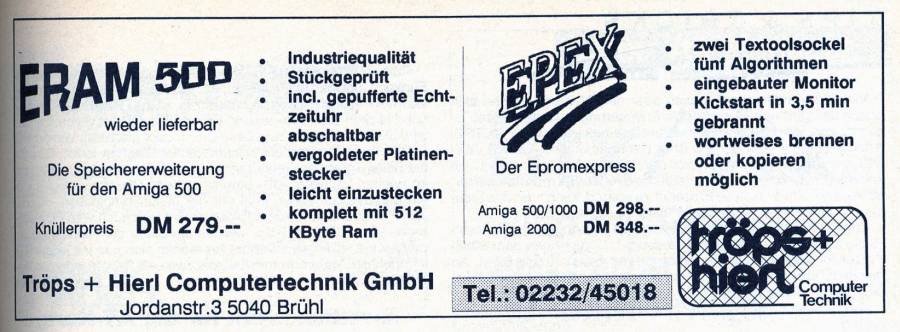 Tröps & Hierl Computertechnik EPEX 2000 - Vintage Advert - Date: 1989-06, Origin: DE